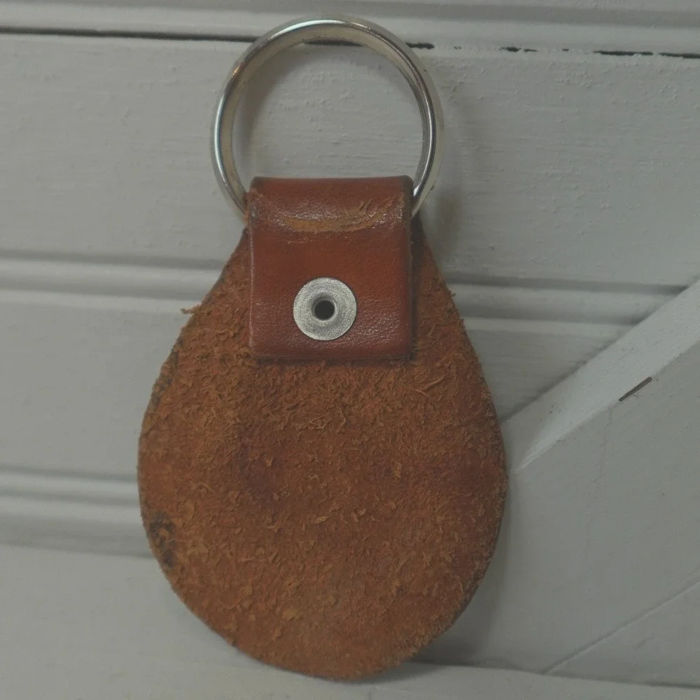 Vintage Leather Keychain Letter A Tooled Stamped Initial Bag Charm Boho Unisex
